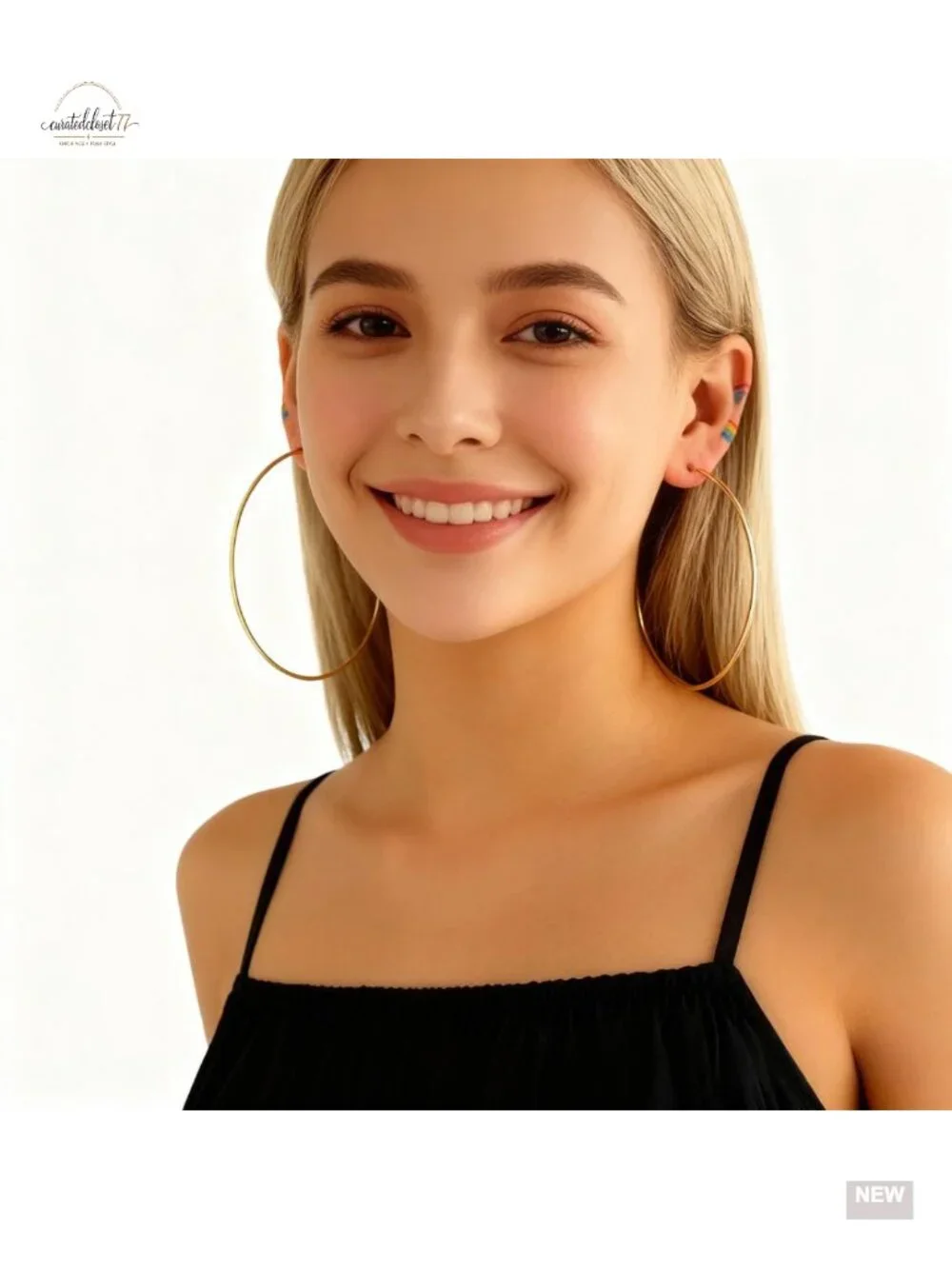 10cm Geometric Thin Hoop Earrings, Nickel-Free Lightweight Statement Earrings